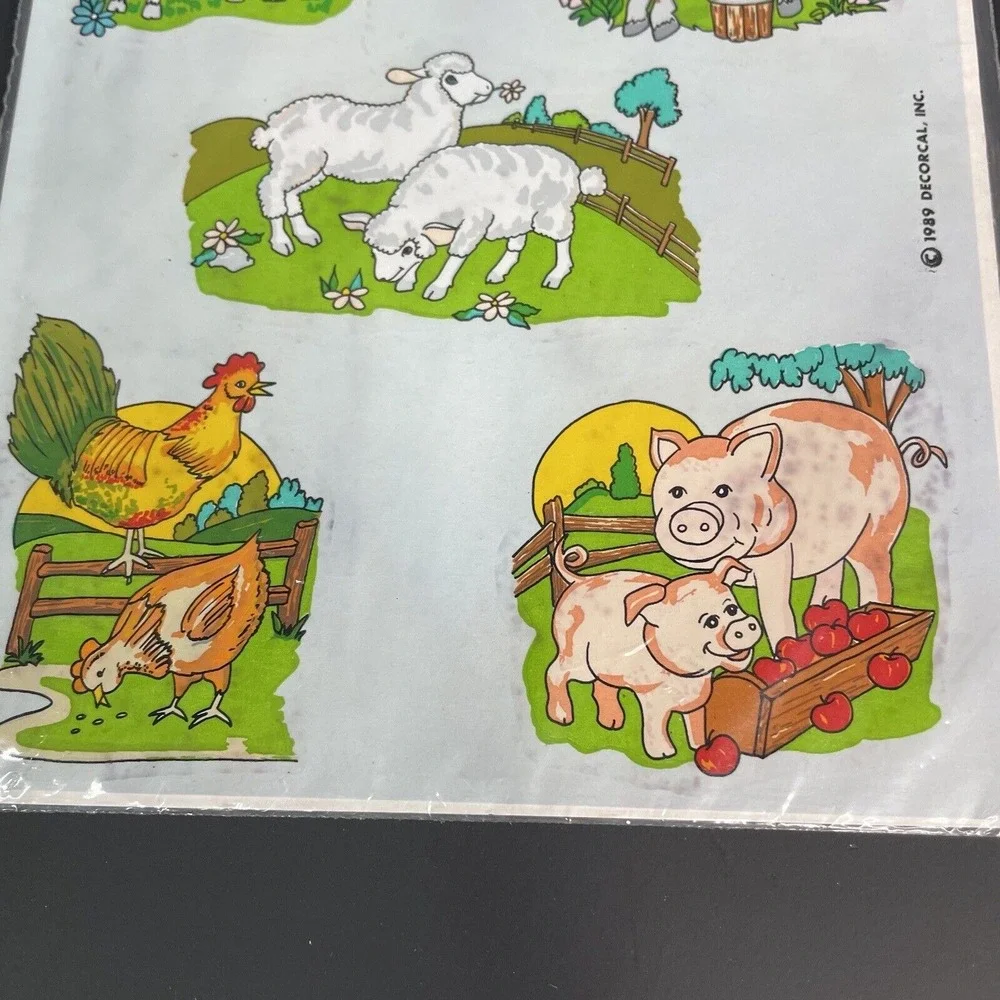 Vtg Decoral Hand Painted Decals Farm Animals Cow Sheep Pig Chicken Donkey 1989‎